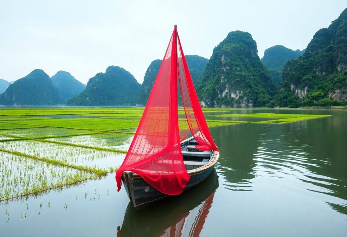 Red Veil at Tam Coc (Vietnam)